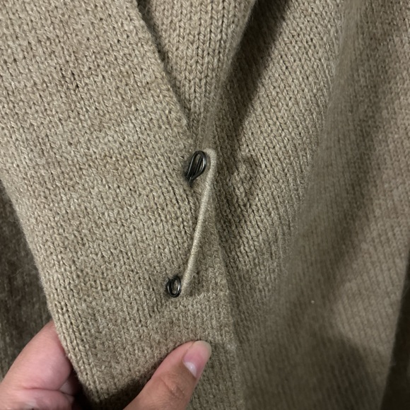 Vince camel brown wool cardigan with hood - Picture 5 of 8
